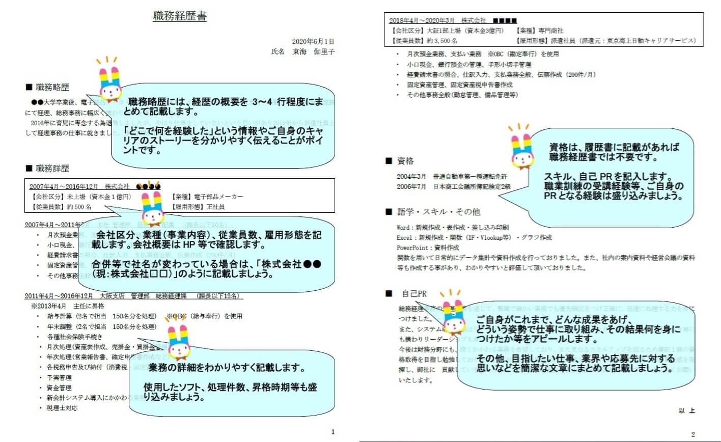 履歴書 職務経歴書の作成ポイント 東京海上日動キャリアサービス
